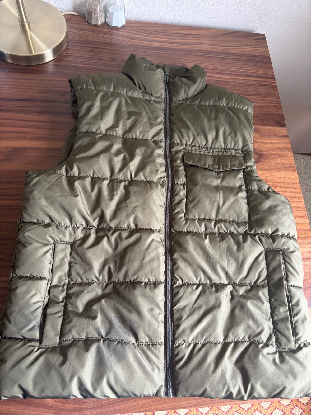 Old Navy Olive Quilted Puffer Vest for Men